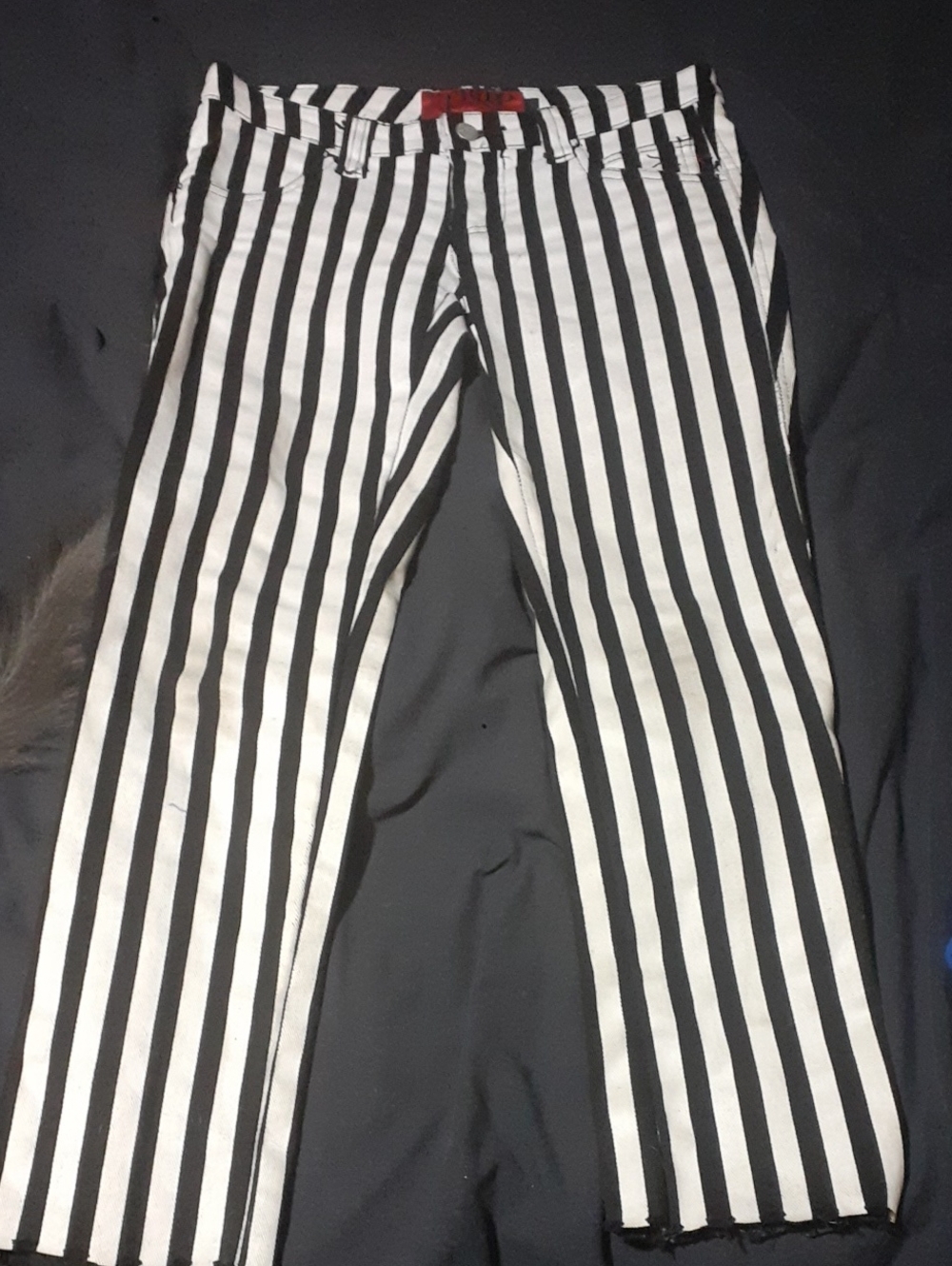 TRIPP 00s Black & White Paint Striped Jeans